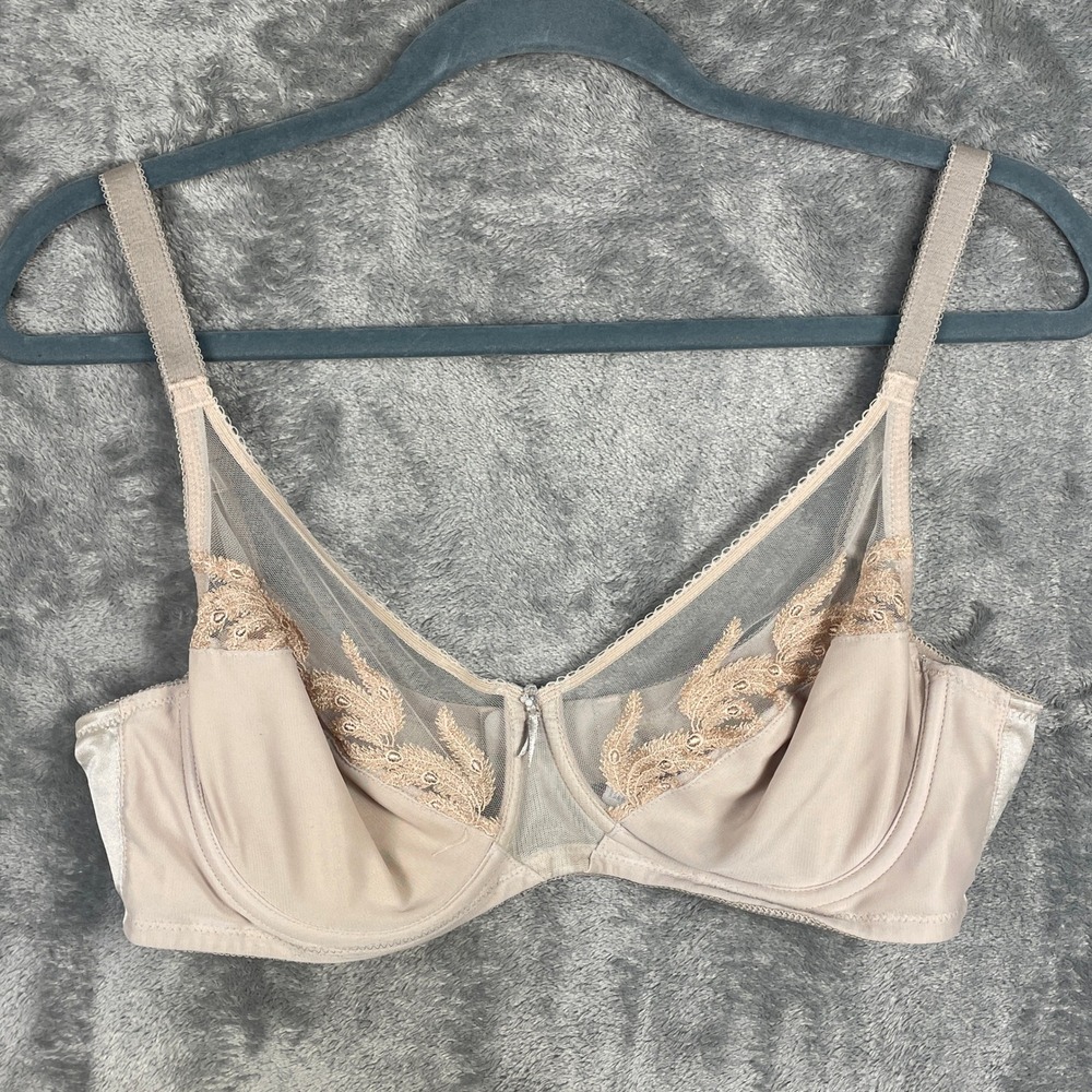 Wacoal Retro Chic Underwire Bra Womens 38C Sand Excellent Embroidered 85121
